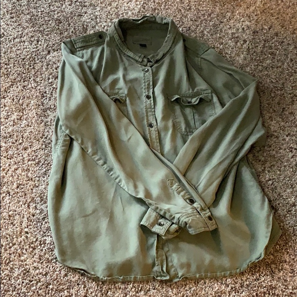 Olive green button down shirt